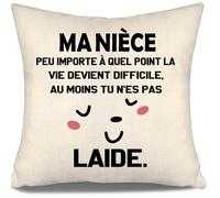 Ma nièce Peu Importe à Quel Point la Vie Devient Difficile au Moins tu n'es Pas laide Housse de Coussin Amusante pour Nièce de Tante Oncle Anniversaire Cadeau de Noël Drôle de Cadeau Nièce(nièce-b)