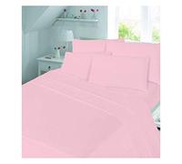 MA ONLINE Parure de lit luxueuse en flanelle de coton brossé avec paire de taies d'oreiller pour lit simple, double, king size (drap-housse rose pour lit simple et simple)