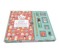 Auzou Coffret de papeterie Mon Carnet Secret Kawaii – Surligneur, cadenas, écusson, masking tape