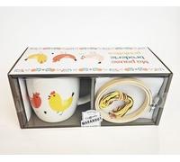 Ma Pause Broderie Poulettes - Coffret Avec 1 Mug, 1 Kit Broderie Point De Croix, 1 Livre Pour Réaliser Ses Broderies