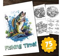 Ma pêche livre de coloriage: Livre de coloriage XXL de 75 pages - poissons, cannes à pêche et personnages amusants à colorier !