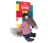 Ma peluche loup habillée - marinière et jean