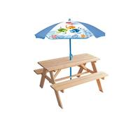 Mobilier De Jardin - Fun House - Table Pique-Nique En Bois Ma Petite Carapace H.53xl.95xp.100 Cm Avec Parasol Tortue H.125x100 Cm