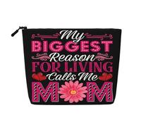 Ma Plus Grande Raison de Vivre m'appelle Maman. Trousse de Maquillage en Faux Chanvre, Trousse de Voyage, Pochette de Toilette, écologique et Durable avec Fermeture éclair, 24 x 17 cm.