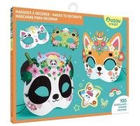 Auzou Pochette d'artiste - masques kawaii à décorer, 4 masques, 100 autocollants