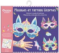 Ma pochette d'artiste - masques et tattoos licornes - 4 masques + 20 tattoos - Ophélie Ortal - Auzou Éditions - Jeux livres objets