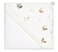 Ma première cape de bain en coton et bambou gallina gallina, écru ? motif poules c 75X75