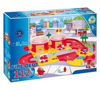 Ma Premiere caserne des Pompiers + Piste + Parking + 3 camions - véhicules Voiture - Garage - Jeu 1er Age des 1 an - Jouet Enfant + Une Carte