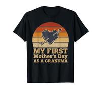Ma première fête des mères en Tant Que Grand-mère Vintage Sunset Heart T-Shirt