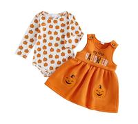 Ma première tenue d'Halloween pour bébé fille, grenouillère citrouille pour nouveau-né et jupe chaude, robe pour tout-petit, tenue, vêtements, Orange, 0-3 mois