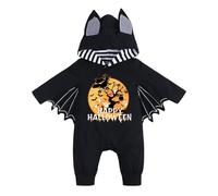 Ma première tenue d'Halloween pour nouveau-né, garçons et filles, vêtements de cosplay citrouille, vêtements chauve-souris pour nourrisson, sweat à capuche, combinaison de jeu, combinaison (Black3, 6