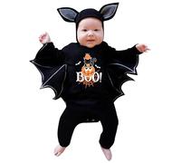 Ma première tenue d'Halloween pour nouveau-né, garçons et filles, vêtements de cosplay citrouille, vêtements chauve-souris pour nourrisson, combinaison de jeu avec capuche, combinaison (noir, 6-12