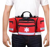 Ma Sac de rangement de premiers soins pour camping rouge, organisateur multipoches avec fermeture éclair, panneaux réfléchissants à haute visibilité | sac de support portable pour voyage, sport, Escu
