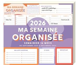 Ma semaine organisée 2025-2026, 1 page par semaine, 2 blocs post-it + listes de courses