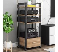 Ma Stand réglable à 4 niveaux avec roulettes Open o Rack Acier E Sto Armoire Naturel H Comprend Der 50 x 40 x 100 cm pour divertissement à domicile