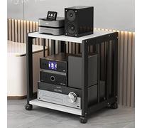 Ma Sto Armoire moderne à 3 niveaux avec étagères réglables en acier robuste Design ouvert pour maison ou bureau Noir et marron 50 x 40 x 69 cm