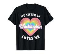 Ma sœur à Washington m'aime Heart Retro Groovy USA T-Shirt