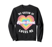 Ma sœur du Rhode Island m'aime Heart Retro Groovy USA Sweatshirt