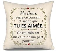 Ma Sœur Serre ce Coussin et sache Que tu ES aimée Ce Coussin est Un câlin de ma Part pour toi Housses de Coussin pour Sœur Anniversaire Cadeau de Noël