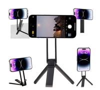 MA38 Trépied Magnétique pour Téléphone Portable - Support Aluminium Pliable avec Fixation Rapide Maglock, Mousqueton, Mini Perche à Selfie, Compatible Phone 17/16/15/14/13/12 Mags