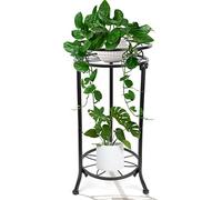 MA3TY Support de pot de fleurs en métal robuste pour l'intérieur et l'extérieur - 2 étages - Noir - 51,5 cm