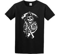 MA9&HUI QINGGE Sons of A_NAR_ch_y Samcro Motorcycle Club Reaper Logo Men's Black T-Shirt Black T-Shirts à Manches Courtes(X-Large)