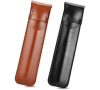 Maa-2pcs Porte-Stylo En Cuir Pu Étui Stylo Cuir Portatif Pochette Classique Pour Stylo-Plume, Stylo À Bille, Stylus(Marron Et Noir)