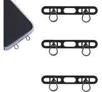 Maa-3pcs Attaches Métalliques Pour Iphone, Cordon Ultra Fin En Acier Inoxydable Avec 2 Anneaux Coussinets Anti-Perte, Sans Interférence De Charge (Noir)
