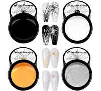 Maa-4 Couleurs Kit Gel Pour Ongles Araignée, Vernis À Ongles Gel Art, Peinture Gel Pour Ongles, 4 Couleur Boîte Poudre À Ongles Pour Manucure Bricolage Nail Art, Noir & Blanc & Or & Argent