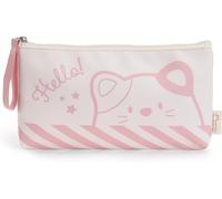 Maa-61816 Mymochi Trousse Avec Inscription « Hello! », 21,5 X 12 X 2 Cm, Beige, Pour Filles Et Femmes, Pour École, Bureau, Produits Cosmétiques