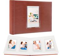 Maa-64 Pochettes Mini Album Photo Avec Espace D'écriture, Fenêtre Frontale, Pour Album Photo Polaroid 3 Pouces Pour Film Fujifilm Instax Mini 12 11 9, Polaroid 300, Hp Sprocket, K-Pop Photocards(Marr