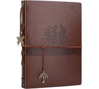 Maa-Album Photo Cuir, Traditionnel Album Scrapbooking Mariage Adhesif Pages Noire Cuir Vintage, Cadeau Original Fete Des Meres Maitresse D'école Femme Noel Nouvel An Valentin Anniversaire, Bicyclett