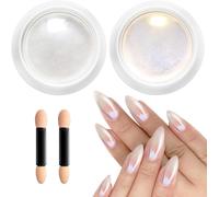 Maa-Bishngyf Perle Poudre Chrome Ongle¿Super Brillant¿Poudre À Ongles Paillettes Transparente Aurora Ice Effect Chrome Pigment, Pour Glazed Donut Nails Chrome Ongle, Pearl Chrome Nails