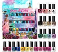 Maa-Ensemble De Vernis À Ongles ""Envie De Color"" - Collection Complète De 24 Couleurs Éclatantes, Nacrées, Pastel Et Classiques Dans Un Coffret De Designer (Ensemble #A)