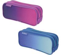 Maa-Herlitz® Trousse À Crayons Pour L'école Organisateur D'accessoires, Fournitures Scolaires Enfants Jeunes Fermeture Éclair Pochette Solide Couleur Au Choix Rose/Bleu, Multicolore, Tr