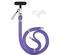 Maa-Holdme Lanière Universelle Pour Smartphone & Coque De Téléphone Portable, Cordon En Nylon Réglable, Sangle De Cou, Bandoulière Avec Mousqueton (Argent) & 2 Patches, Lanyard, Couleur:Bleu Violet