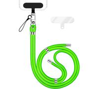 Maa-Holdme Lanière Universelle Pour Smartphone & Coque De Téléphone Portable, Cordon En Nylon Réglable, Sangle De Cou, Bandoulière Avec Mousqueton (Argent) & 2 Patches, Lanyard, Couleur:Vert Neon