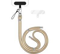Maa-Holdme Lanière Universelle Pour Smartphone & Coque De Téléphone Portable, Cordon En Nylon Réglable, Sangle De Cou, Bandoulière Avec Mousqueton (Argent) & 2 Patches, Lanyard, Couleur:Beige