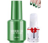 Maa-Mirror Nail Gel Glue Polish Set-18ml Argenté Vernis À Gel Colle Ongles Brillant À Miroir With No Wipe Glossy Clear Base Top Coat,Longue Durée Magnifique Effet Miroitant Nail Art Polonais-11