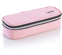 Maa-Trousse À Crayons Pour L'école, Ovale Rose, 24 Cm X 9,5 Cm, Hauteur 6 Cm, Fermeture Éclair Argentée, Remplissage Avec Produits Stabilo