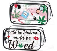 Maa-Trousse De Maquillage Imprimée Sac De Voyage Transparent En Pvc Imperméable, Feuille Amusante, Feuille Amusante, Funny Leaf, Funny Leaf