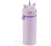 Maa-- Trousse Gobelet Licorne, Étui Scolaire Un Compartiment, Trousse 2 En 1 Extensible, Trousse En Silicone Texture Douce, Fermeture Éclair, Couleur Mauve