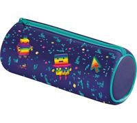 Maa-- Trousse Ronde Pixel Party - Trousse Scolaire En Néoprène, Tissu Doux Anti-Déchirures - Trousse Bleu