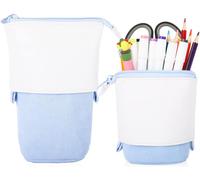 Maa-Trousse Scolaire Stand Up Pencil Case Grande Capacit¿¿ Sac A Crayons Standing Pen Holder Stationnaire Pochette Imperm¿¿Able Sac ¿¿ Stylos Toile Trousse ¿¿ Crayons (Bleu)