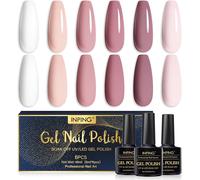 Maa-Vernis Semi Permanent,6 Couleurs Nude Rose Blanc Beige Rose Brun Vernis Gel Uv Semi Permanent Soak Off Uv/Led Vernis À Ongles Pour Femmes Diy Nail Art Salon,8ml