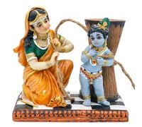 Maa Yashoda Reliure Krishna Murti - Statue Divine du Dieu Hindou Krishna de 13 cm Peinte à la Main en polystone Sculpture Indienne Diwali Cadeaux Pooja Article Bureau Maison Temple Mandir Puja Décor