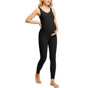 Maacie Grenouillère de maternité grossesse shapewear tricot sans manches combinaison, Noir , XL