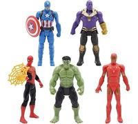 MAAK Lot de 5 décorations de gâteau de super-héros pour Hulk, Iron Man, Thanos, Captain America, Superman, Batman, cadeaux pour enfants