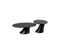 MAALA - Ensemble Table Basse et Bout de Canapé Noir en Céramique et Pied en ABS - Altobuy Noir