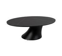 MAALA - Table Basse Noire Plateau Céramique Marbré Pied en ABS